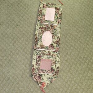 Vtg Mauve Maroon Ivory Fabric Tapestry Hanging 3 Frames Tapestry a 3x3 & (2) 3x5